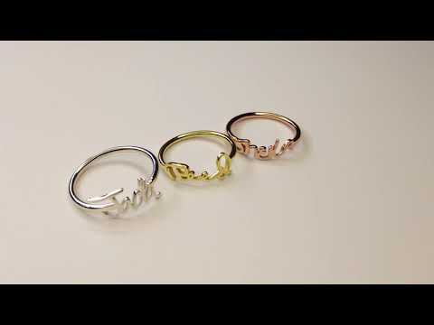 Personalized actual handwriting sterling silver signature name ring
