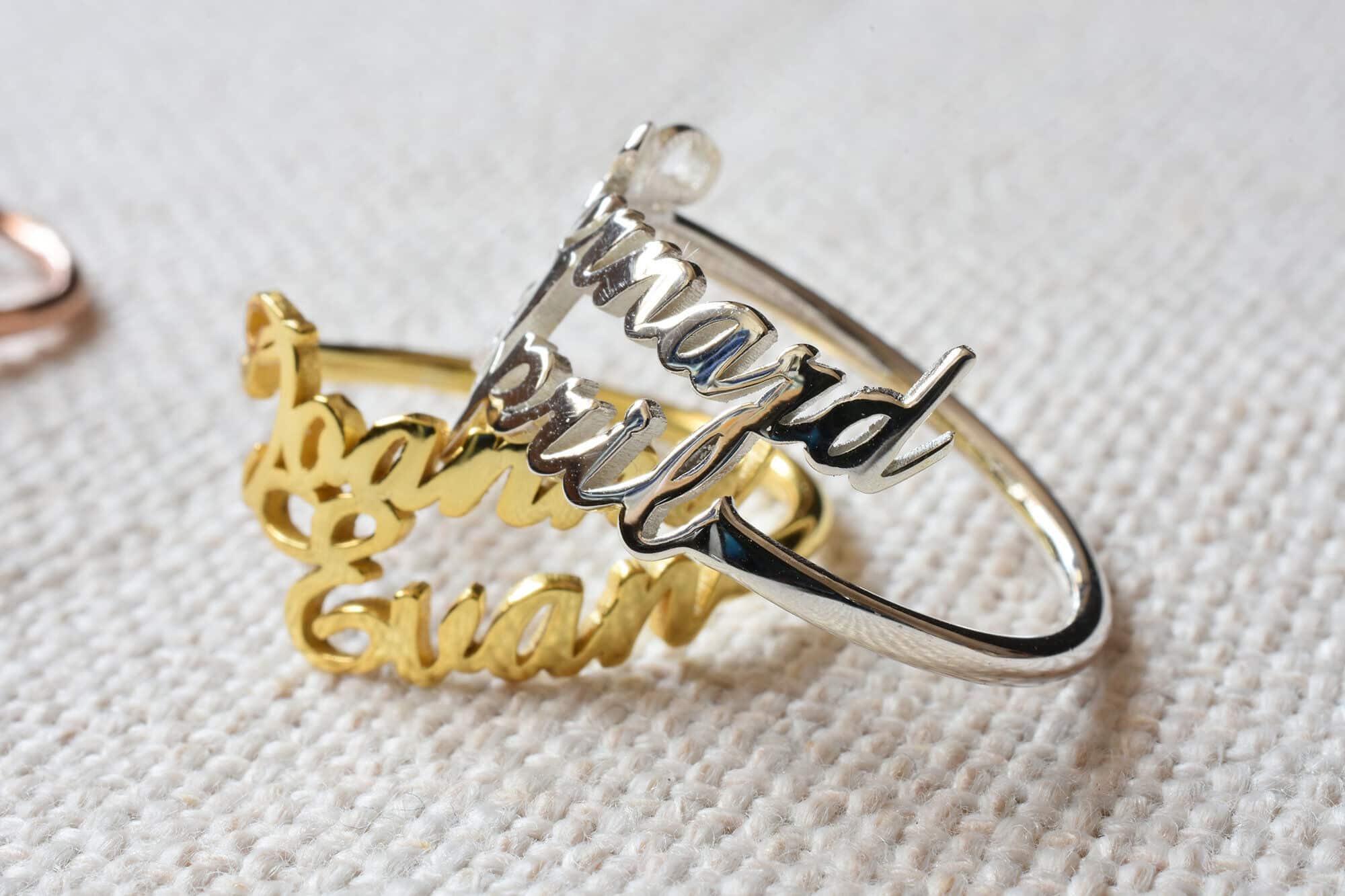 Double Name Ring - Customizable Two Name Ring | Mint & Lily