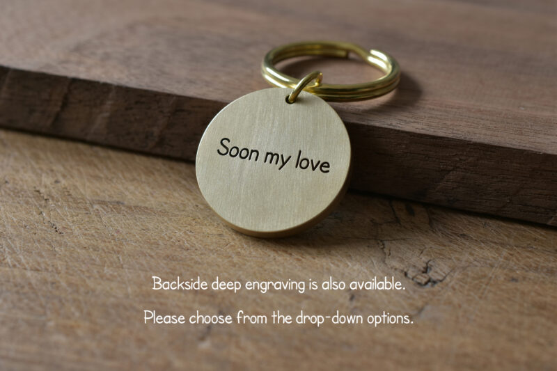 Personalized Brass Coordinate Keychain 6 Backside Engraving